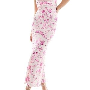 *NEW* ASOS Design contrast lace cowl neck midi slip dress in pretty pink floral